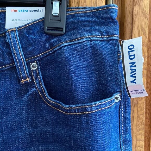 Old Navy High Rise O. G. Straight Ankle Fringe Buttonfly Jeans - Picture 7 of 9